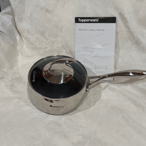 Tupperware Other - NEW! Tupperware Chef Series Non-Stick Stainless Steel Saucepan w/ Cover 2.5 qt